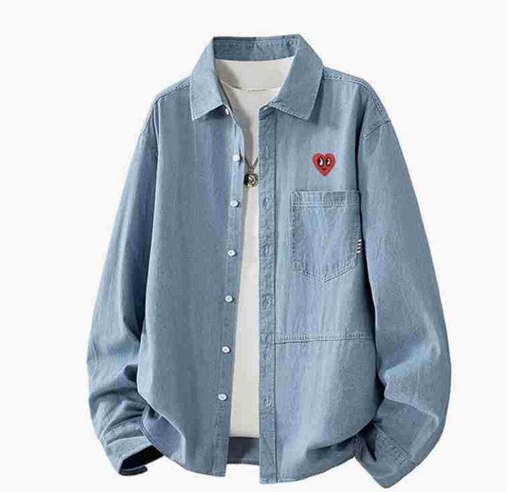 Light Wash Denim Heart Shirt